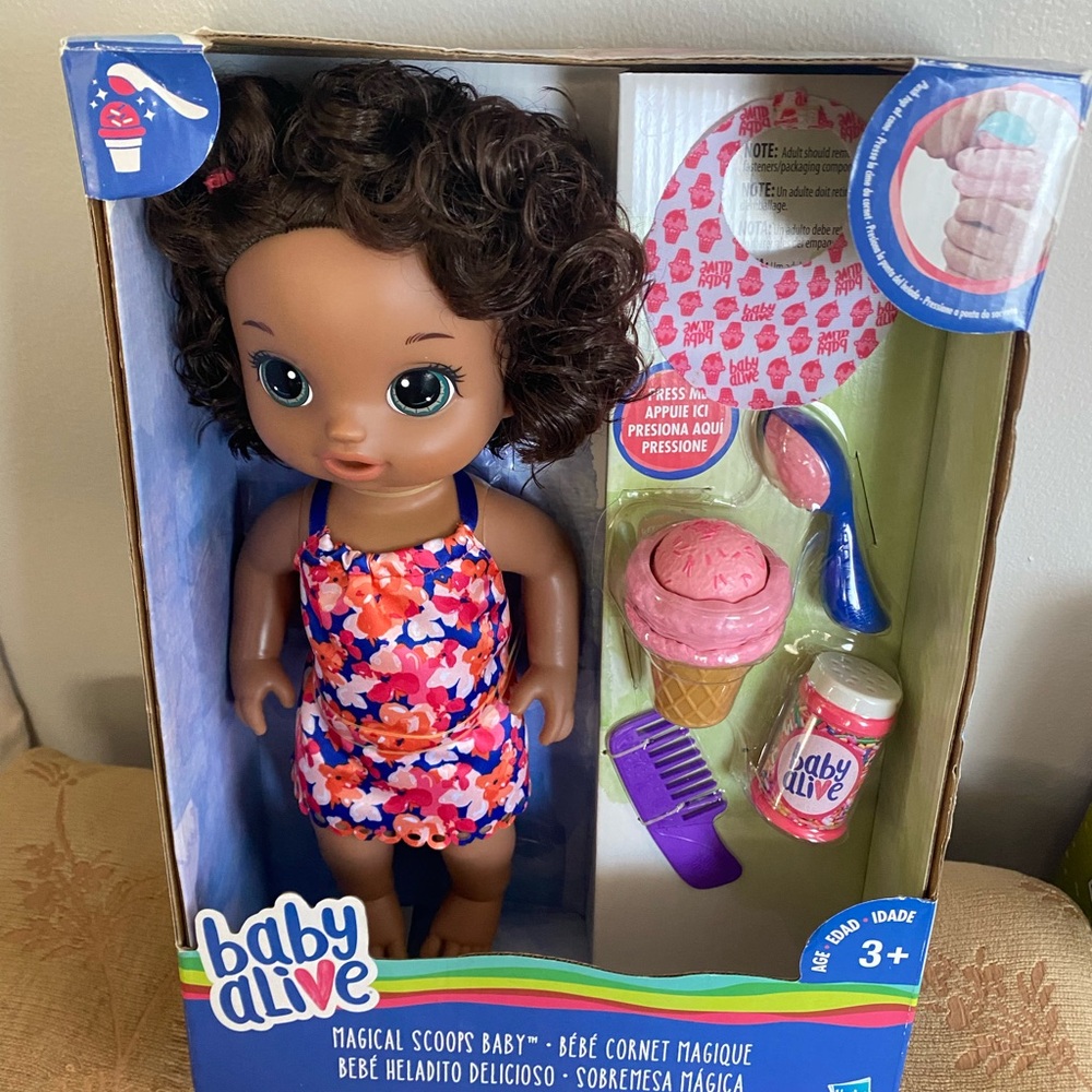 Baby Alive Magical Scoops Baby Doll in Floral Pink Swim Outfit
